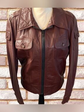 Vintage Condor Genuine Deep Burgundy Genuine Leather Bomber Jacket🔥